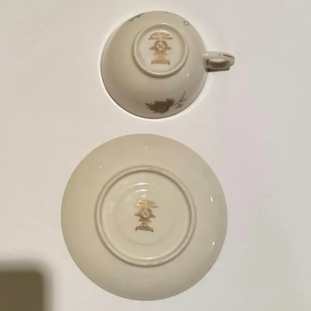 Noritake Ivory China Fantasia 7532 Plate & Cup Set Gold Trim Elegant Dinnerware - Picture 4 of 9